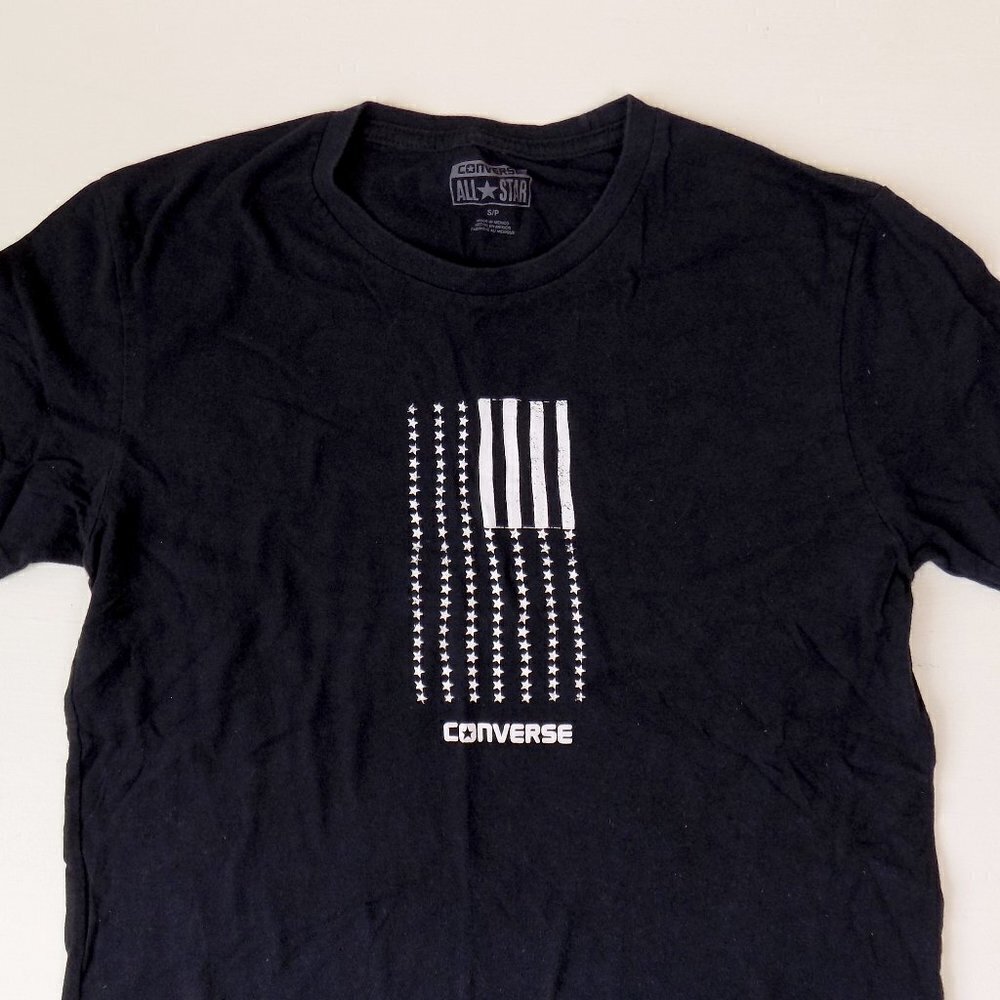 converse logo graphic tee stars flag classic black